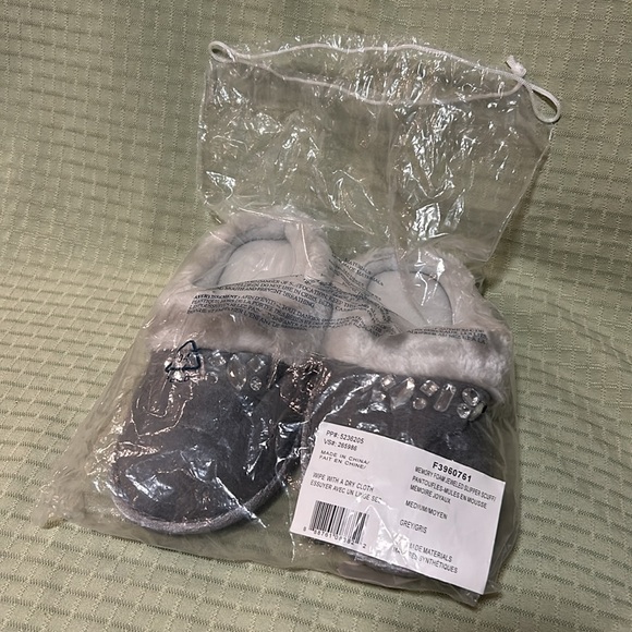 New memory foam grey scuff slippers with jewels M - Picture 6 of 6